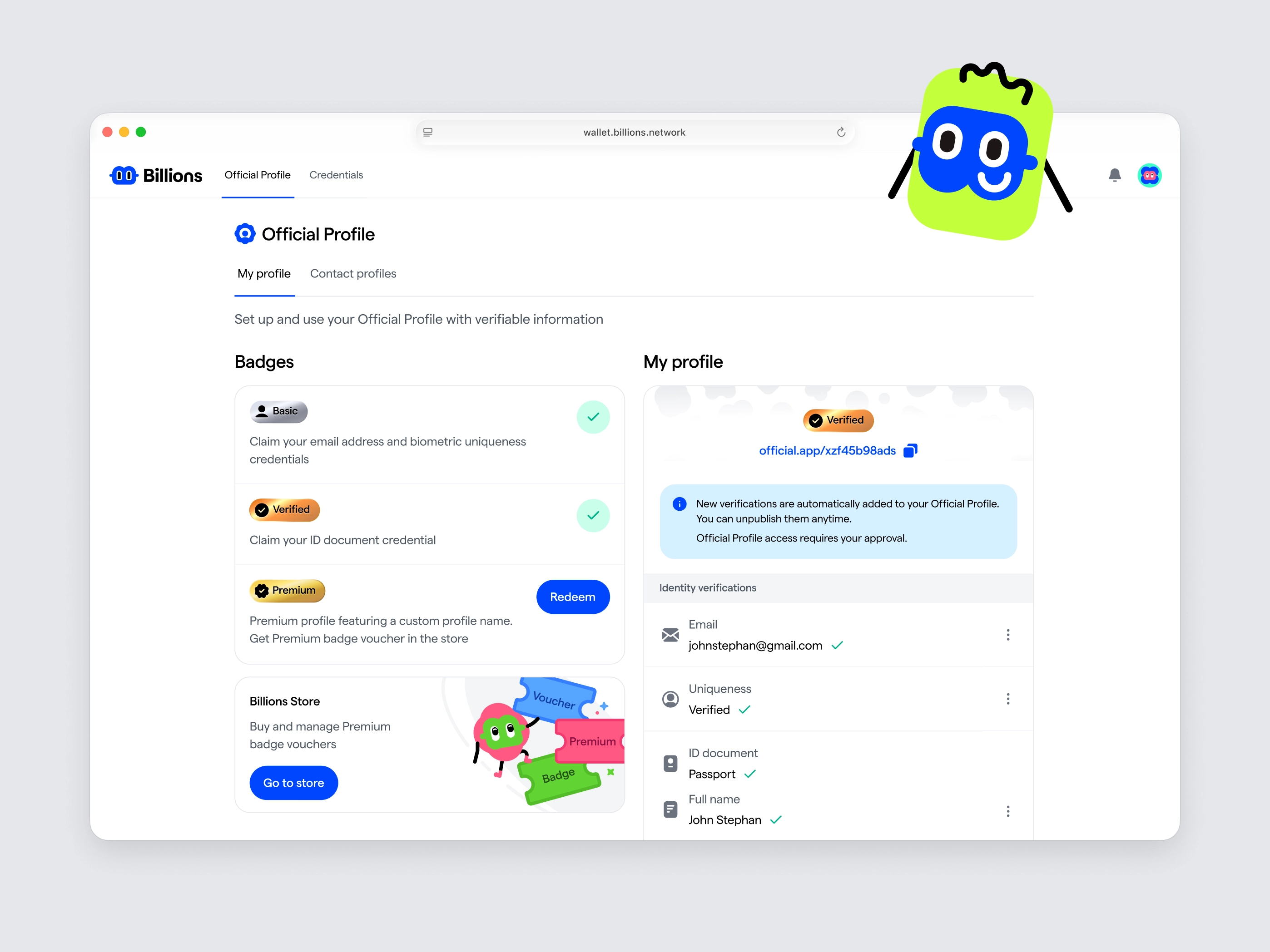 Billions Official Profiles Web App